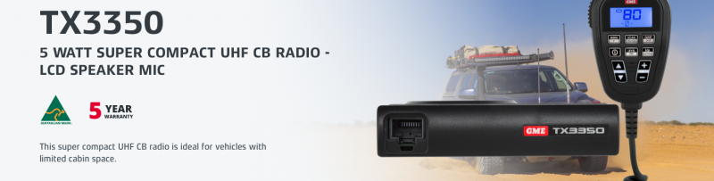 GME TX3350 5 WATT SUPER COMPACT UHF CB RADIO - LCD SPEAKER MIC